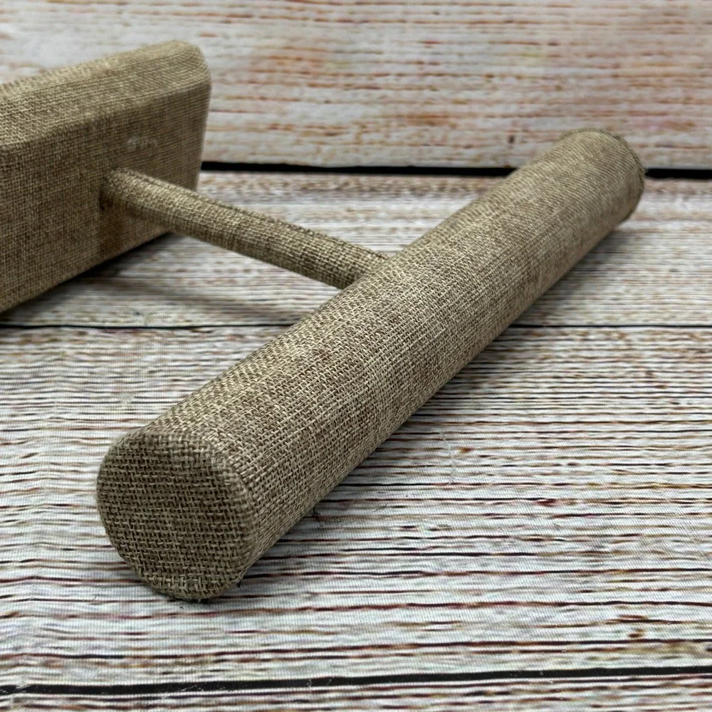 Natural Burlap Linen T-Bar Jewelry Display Stand‎ Bracelet Watch Holder 12 Inch